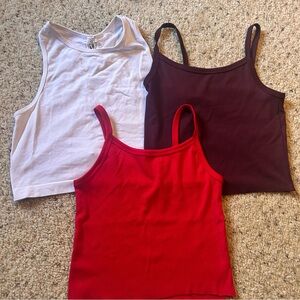 No Boundaries Women's Tank Tops - White, Red, and Brown